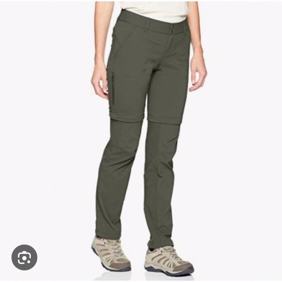 Columbia Omni Shield Saturday Trail Pant Women 4 Short Green Convertible Nylon - Picture 1 of 11